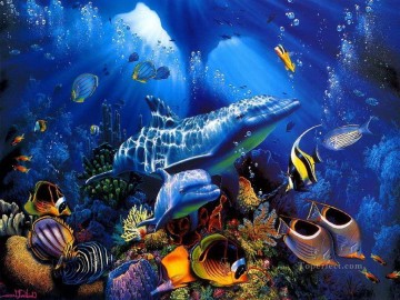  unter - Delphin blau Unterwasser